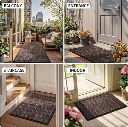 Yimobra Large Door Mat Outside Entrance 47x32, Waterproof Heavy Duty Outdoor Mats for Front Door, Non Slip Rubber Entry Mat for Garage Patio, Easy Clean, Brown