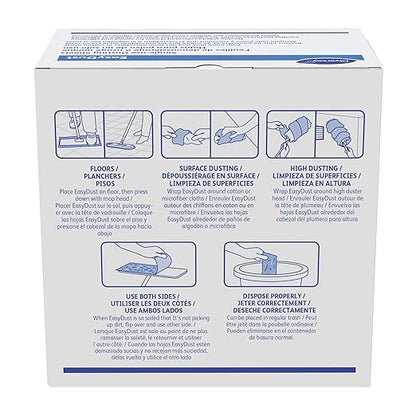Diversey 9292466 EasyDust Single-use Dusting Sheets, Disposable Multisurface Cleaning Wipes for Floors, Dust Wipes Trap Dirt, Unscented 5x6-inch Sheets, 250-Sheets, 1-Box