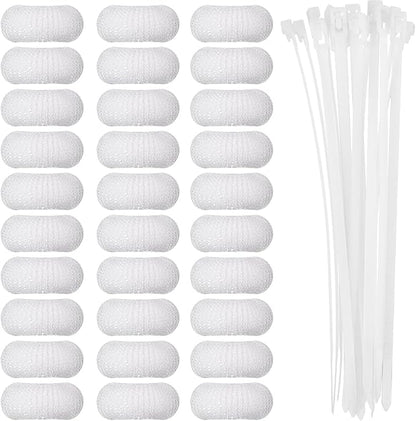 Sumind 30 Pack Nylon Lint Trap Washing Machine Lint Fabric Mesh Snare Washer Lint Catcher with 30 Pack Cable Ties