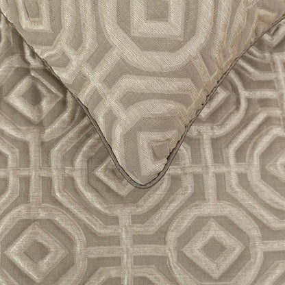The HomeCentric King/Queen/Twin Beige Designer King 90"x18" Bed Runner Without Pillow Cover, Textured Bed Scarf on Silk Fabric - Hexagonal Norma