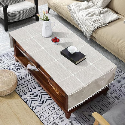 Coffee Table Cloth, Table Cover with Pockets and Tassel,Coffee Grid for Living Room Small Rectangle Tablecloths Washer Dryer Fridge Top Dust Cover,Easy Care Machine Washable