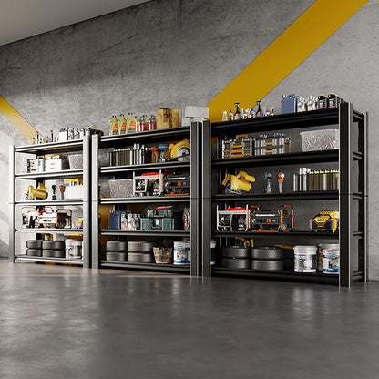 47.8" W Heavy Duty Garage Shelving 3000LBS Storage Shelves, Adjustable 5-Tier Storage Rack, Metal Shelves for Garage/Warehouse/Basement, 47.8" W x 19.8" D x 72" H, 3 Pack