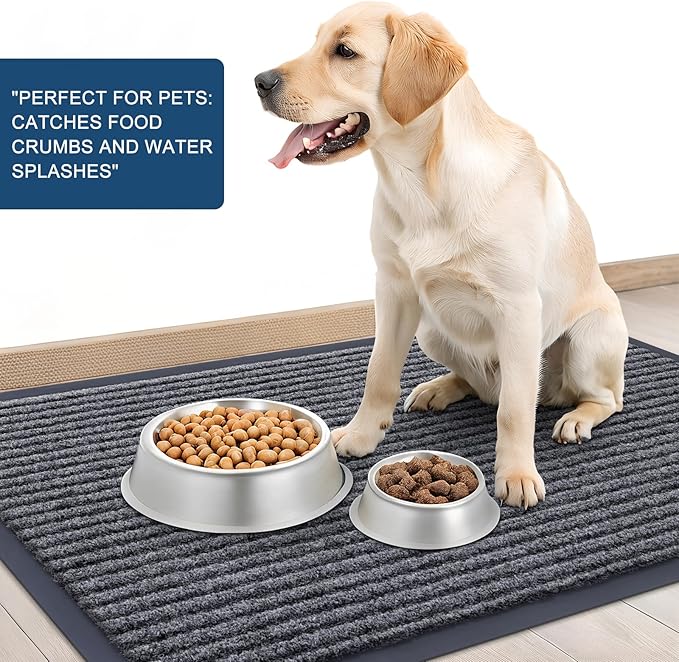 OLANLY Front Door Mat Indoor Outdoor Entrance, Waterproof Heavy Duty Doormat, Fade Resistant, Low Profile, Easy Clean Patio Porch Welcome Floor Mats for Entry, 47x23, Grey