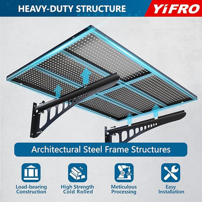 4-Pack 2x3ft Heavy Duty Garage Wall Shelving, 1000 lbs Load Capacity, Garage Shelving Wall Mounted, Garage Storage Rack with Hooks, Black