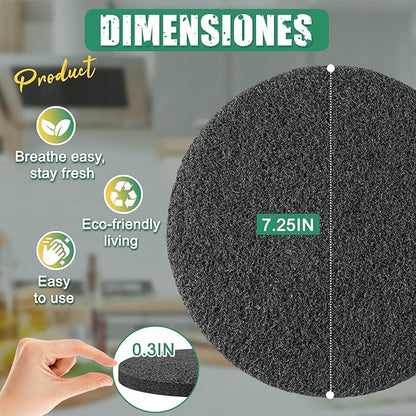 6.7 Inch Charcoal Filters for 10 Pack Kitchen Countertop Compost Bins - Extra Thick 0.3" for Longer Lasting Activated Carbon