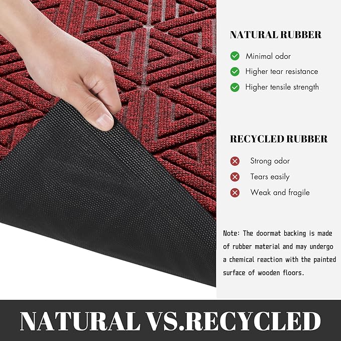 Yimobra Large Door Mat 47x24, All-Weather Waterproof Non-Slip Welcome Matt Outdoor, Heavy Duty Non Slip Doormat for Entryway for Patio and Garage Indoor, Easy Clean, Black Red