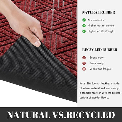 Yimobra Extra Large Door Mat 60x32, All-Weather Waterproof Non-Slip Welcome Matt Outdoor, Heavy Duty Non Slip Doormat for Entryway for Patio and Garage Indoor, Easy Clean, Black Red
