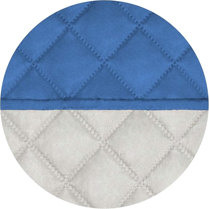 PureFit Reversible Quilted Sofa Cover, Water Resistant Slipcover Furniture Protector, Washable Couch Cover with Non Slip and Elastic Straps for Kids, Dogs, Pets (Chair, Blue/Ivory)