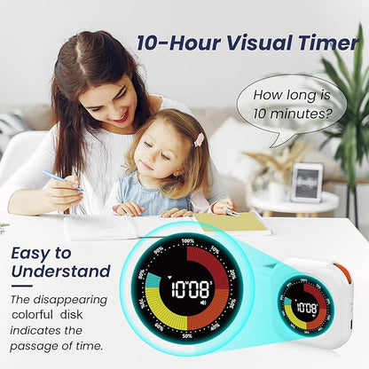 Visual Timer for Kids, 10 Hours Countdown/Up, with Rechargeable, 3 Volume Levels, 3 Brightness Display, and Magnetic, Homeschool Study Tool, Large Digital Timers for Classroom, Kitchen