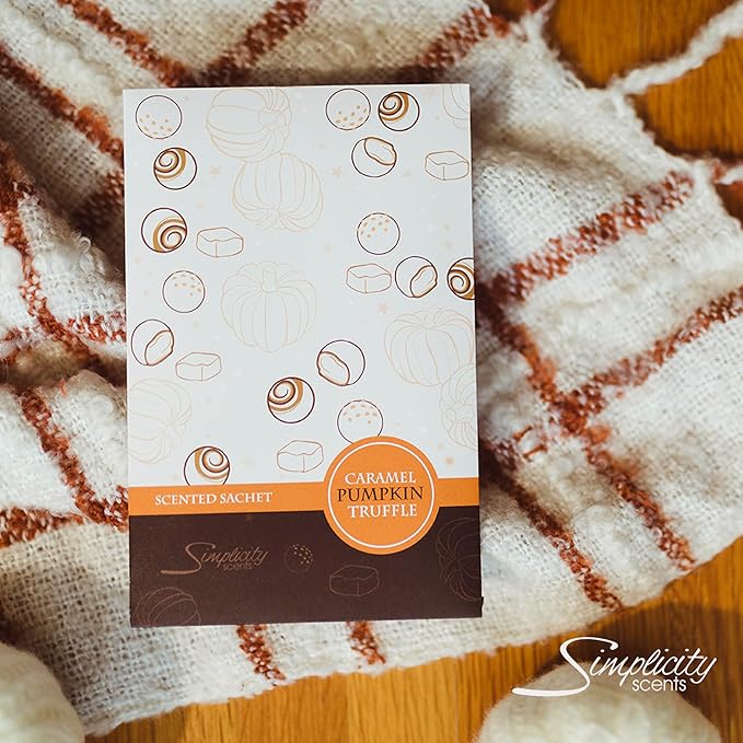 Floral Simplicity Caramel Pumpkin Truffle Scented Sachets Pack of 6, Fall & Winter - Long-Lasting Scented Bags, Home Fragrance, Air Freshener & Deodorizer for Closet, Room, or Cars, Made in USA