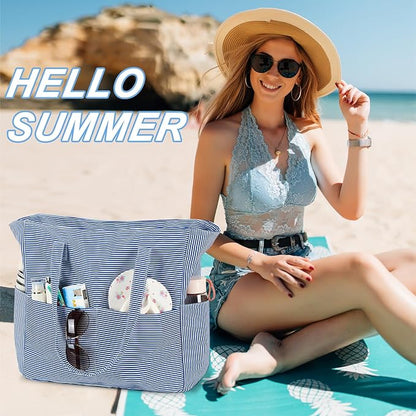 Waterproof Beach Tote Pool Bags for Women Ladies Extra Large Gym Tote Carry On Bag With Wet Compartment for Weekender Travel