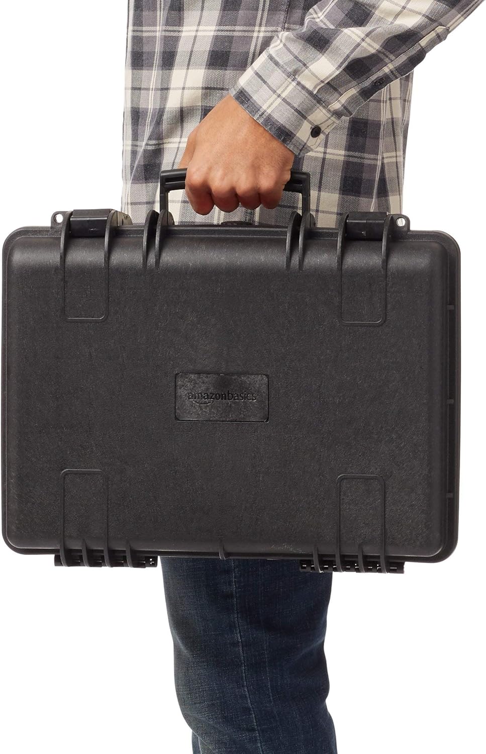 Amazon Basics Hard Camera Case, Medium, Black, Solid, 18"L x 14"W x 6"H