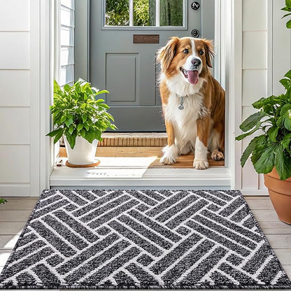 OLANLY Indoor Door Mat, 40x32 Inch, Dirt Resistant and Absorbent, Non-Slip Rubber Backing Floor Mats, Easy Clean Low-Profile Doormat for Entryway, Front Door, and Inside Entrance, Black
