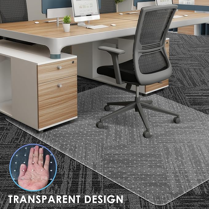 Vicwe Large Office Chair Mat for Carpeted Floors，60"X48" Rectangle Desk Chair Mats with Studs for Low and No Pile Carpeted Floors, Easy Glide Computer Desk Chair Mat for Home & Offices