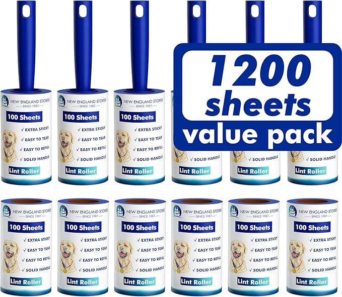 1200 Sheets Lint Roller with 6 Upgraded Handles (6 Rollers + 6 Refill), Mage Value Set Sticky Lint Rollers for Pet Hair, Portable Pet Hair Remover for Clothes, Furniture, Carpet, Dog and Cat