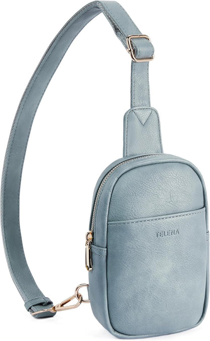 Telena Small Sling Bag for Women Leather Crossbody Fanny Packs Chest Bag for Women