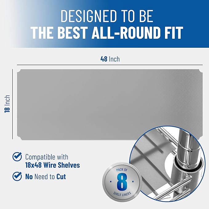 Sterling Shelf Liners Wire Rack Covers: Plastic Shelf Liner Cover for Wire Shelving: Cover Mats for Shelves in Pantry, Closet, and More: 18x48 Inch: Graphite, Set of 4