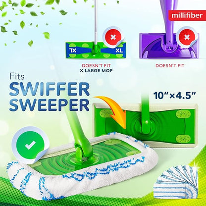 Microfiber Reusable Mop Pads Compatible with Swiffer Sweeper (4-Pack) Washable Mop Pads for Wet & Dry Use (Handle is Not Included)