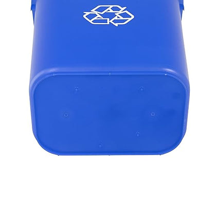 Amazon Basics Trash Can, Rectangular Commercial Office Wastebasket, Recycle Logo, 10 Gallon (Pack of 1), Blue (Previously AmazonCommercial Brand)