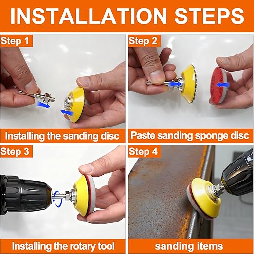 64 PCS 2 Inch Sanding Disc Pad,Hook and Loop Sanding Pads 180 to 3000 Wet Dry Sponge Sandpaper with 1/4” Shank for Drill Sanding Grinder Rotary Tools Curved Surface Polishing and Sanding