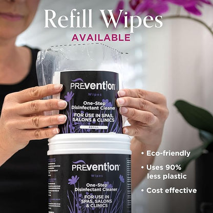 Prevention All Purpose Disinfectant Wipes – Cleaning Wipes Canister, Bulk Cleaner Towelettes for Salons, Spas, Clinics – Hospital Grade Surface Sanitizing – 160 Count per Canister (12 Pack)