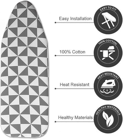 Ironing Board Cover with Two 5MM Thick Feltpads,13"x43"Heat Resistant Replacement Ironing Board Cover and Pad,Fits Standard Ironing Boards,Durability and Easy to Install
