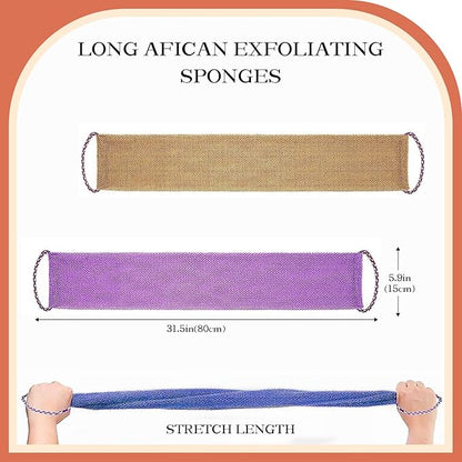 5 Pieces African Net Sponge with Handles Long African Exfoliating Net Washcloth Bath Sponge Net Cloth Wash Net Body Back Scrubber for Shower Loofah