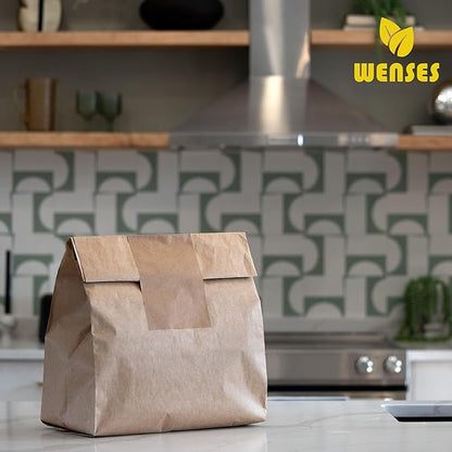 Trash Compactor Bags for Kitchen (12-Pack), 25% Thicker Kraft Paper Compactor Bags with Leak-Proof Liner & Sticker Seals