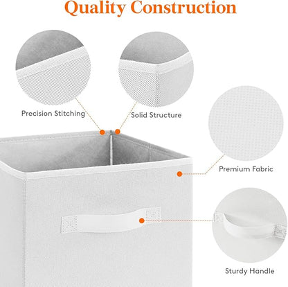 Lifewit Collapsible Fabric Storage Cubes Bins Set 11 Inch, Foldable Cubby Organizers Boxes, 6 Pack Organizing Baskets for Shelf, Closet, Utility Room, Storage Room, 18L White
