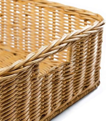 The Basket Lady Under The Bed/Basic Wicker Storage Basket, Medium, 20 in L x 14.5 in W x 6 in H, Sandstone
