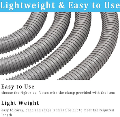 Dust Collection Hose 1.5 in × 20 ft Heavy Duty Flexible PVC Reinforced Thicken Helix Suction Discharge Corrugated Pipe Hose for Fume Dust Collector Fitting Wood Chip Saw (1.5 inch gray hose)