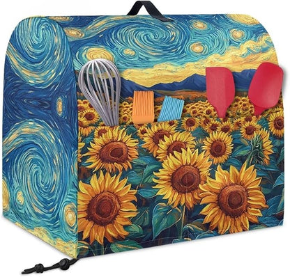 Kitchen Aid Stand Mixer Cover Dust Cover with 2 Pocket and Handle, Sunflower Pattern, Polyester, Multicolor, 17.1in*10.8in*14.7in