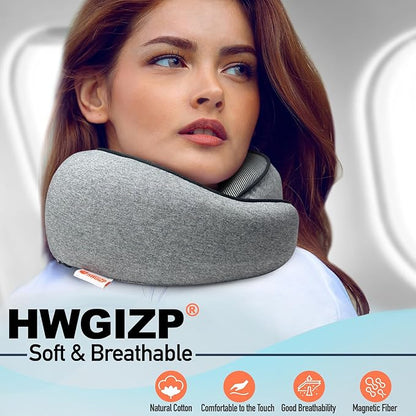 Travel Pillow | High-Density Memory Foam Pillow with 360° Surround Support. Ergonomically Designed. Ideal for Airplane Travel and Home Use.