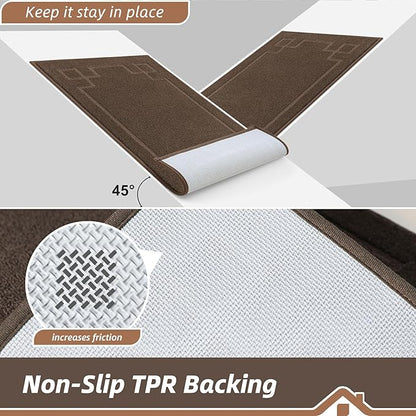 BEQHAUSE Door Mat 32" x 48", Non-Slip Door Mats Indoor Entryway Rugs Washable Low-Profile Absorbent and Stain Resist Floor Mats, Dog Door Mat for Front Back Door, Muddy Wet Shoes & Paws, Brown