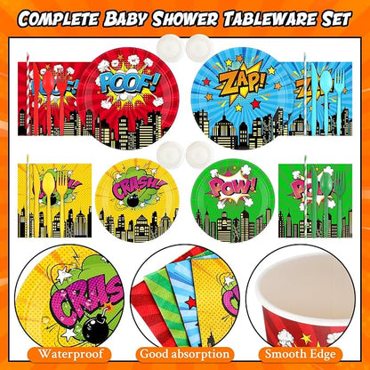 450 Pcs Hero Theme Tableware Set Decorations, Hero Action Themed Disposable