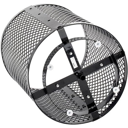 Global Industrial Outdoor Diamond Steel Trash Can with Rain Bonnet Lid, Raised Base and Plastic Liner, 36 Gallon Capacity, Black, Thermoplastic Coating, 23-1/2" Diameter, 43-1/2"H