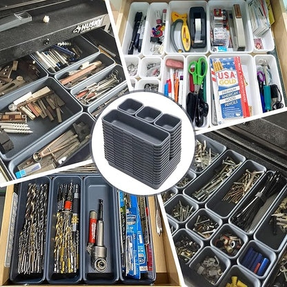 KeFanta 42 Pack Tool Box Organizer Tool Tray Dividers, Rolling Tool Chest Cart Cabinet Workbench Desk Drawer Organization and Storage for Hardware, Parts, Screws, Nuts, Small Tools Organization(Grey)