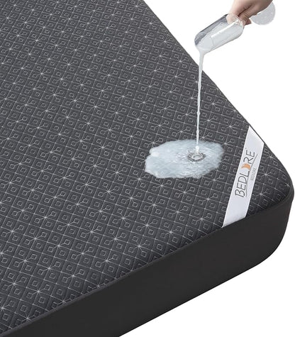 BEDLORE California King Mattress Protector, Waterproof Noiseless Mattress Cover with Deep Pocket for 6-18 inches Mattress, Soft Breathable Mattress Pad Machine Washable (Dark Gray)