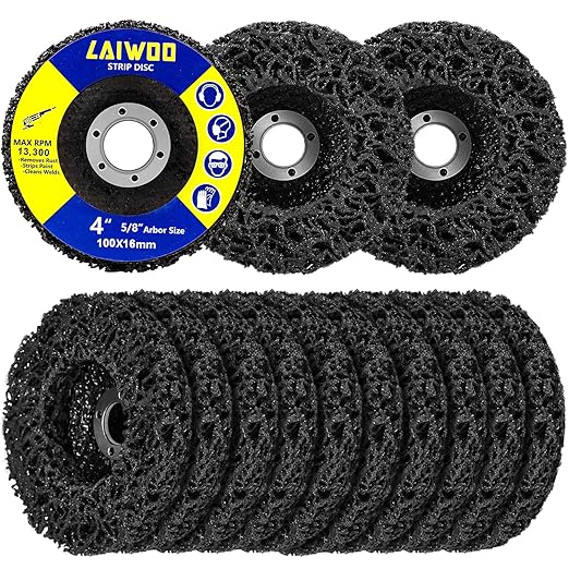 10 Pack Strip Disc Wheel for Angle Grinders Stripping Wheel, Paint Stripping Disc, Poly Abrasive Wheel for Metal Rust Welds, Oxidation, Paint Remover (4'' x 5/8'')