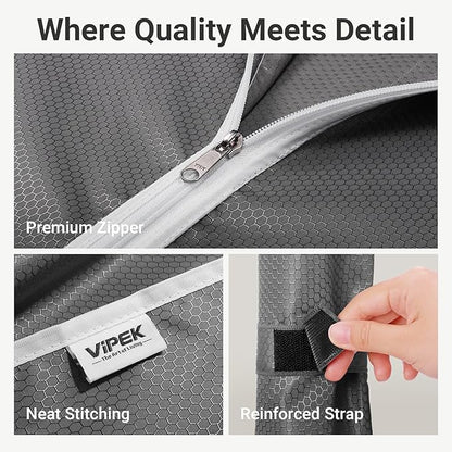 VIPEK V5C Covered Clothes Rack Heavy Duty Portable Closet Wardrobe, Freestanding Black Metal Clothing Rack with Grey Oxford Fabric Cover, Adjustable Custom Closet Rack, 57.9" Lx17.3 Wx76.4 H (Medium)