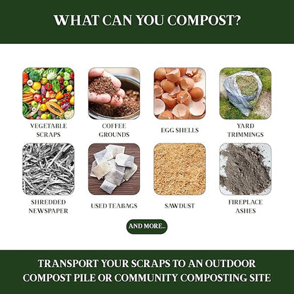 Bamboozle Countertop Compost Bin Kitchen | 1 Gallon | Odorless Composting Bin with Filters | Indoor Compost Bin with Lid | Plant Based Kitchen Composter for Food Scraps & Waste Recycling | Forest