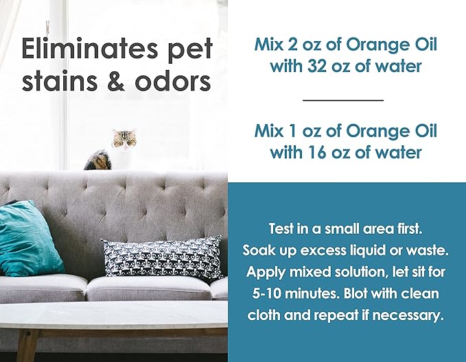 Cold Pressed Orange Oil Concentrate |12-ounce Professional Grade All-Purpose Citrus Cleaner, Degreaser & Pet Odor Eliminator Blend | Dilutes to 6 Gallons of Finished Product | Home and Outdoor Use