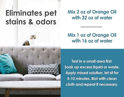 Cold Pressed Orange Oil Concentrate |12-ounce Professional Grade All-Purpose Citrus Cleaner, Degreaser & Pet Odor Eliminator Blend | Dilutes to 6 Gallons of Finished Product | Home and Outdoor Use