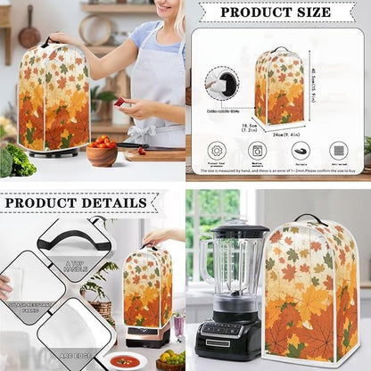 Fall Maple Leaves Print Thanksgiving Appliance Covers Set Washable Kitchen Blender Dust Cover Bread Maker Toaster Cover 2 Slice Kitchen Accessories