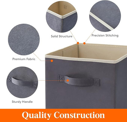 Lifewit 11 Inch Cube Storage Bins, Storage Cubes Foldable Medium Decorative Fabric Storage Baskets for Organizing Home Organizers with Handles for Shelves, Closet, Set of 8, Grey