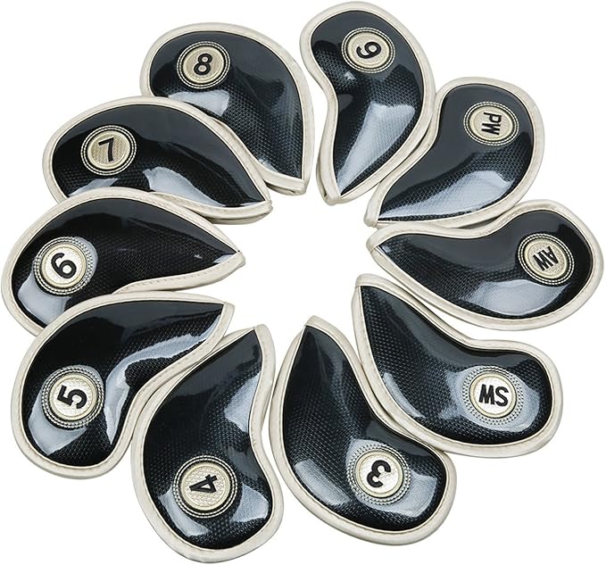 HISTAR 10pcs Crystal Pu Leather Golf Iron Head Covers Set Iron Club Headcover