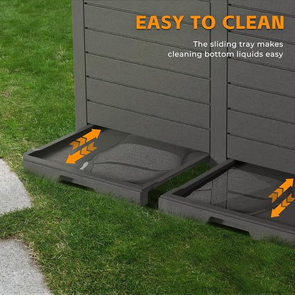62-Gallon Outdoor Trash Can with lid, Waterproof, UV-Resistant Resin Garbage Can, Lockable Lid and Drip Tray, Animal-Proof, for Patio, Kitchen, Backyard and Deck