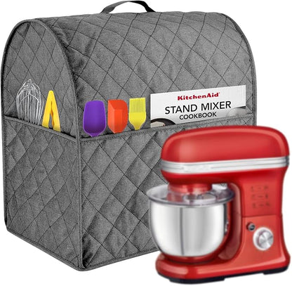 Stand Mixer Cover compatible with Kitchenaid Mixer, Fits All Tilt Head & Bowl Lift Models with 3 Organizer Bag for Accessories. (Grey, For Tilt Head 4.5-5 Quart)