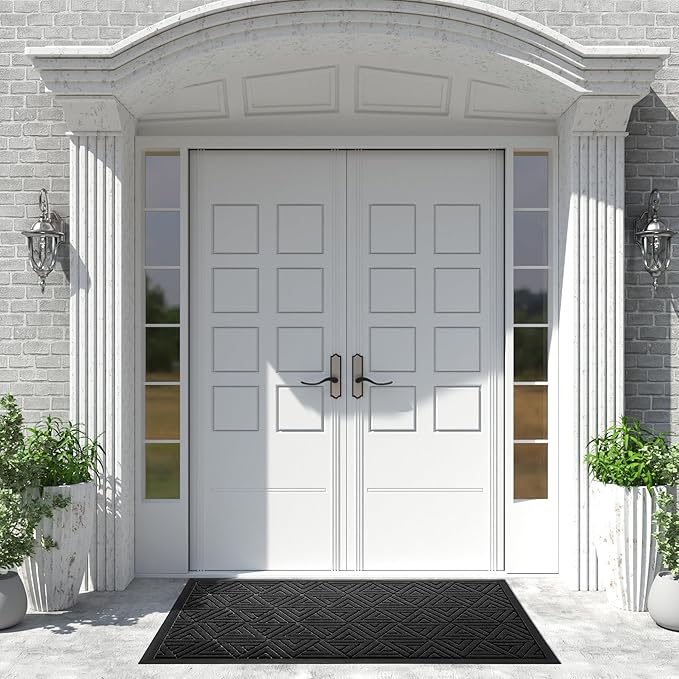 Yimobra Extra Large Door Mat 60x32, All-Weather Waterproof Non-Slip Welcome Matt Outdoor, Heavy Duty Non Slip Doormat for Entryway for Patio and Garage Indoor, Easy Clean, Black