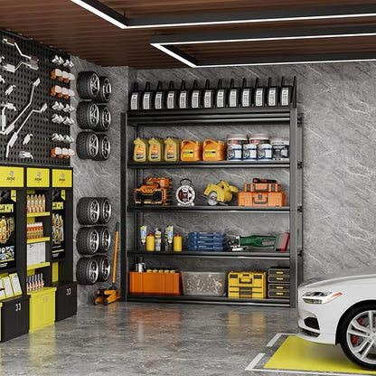72" H Garage Shelving 2000LBS Heavy Duty Storage Shelves Adjustable 5 Tier Metal Shelves for Storage Garage Industrial Shelving Utility Racks,16" D x35.5 Wx72 H,Black